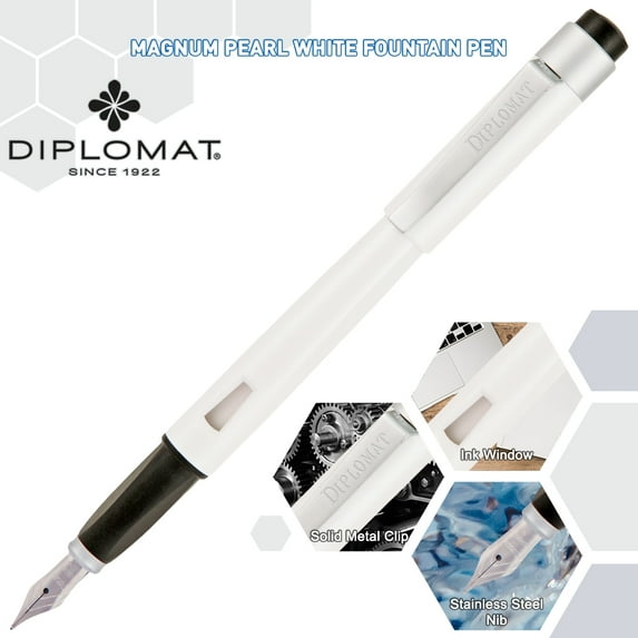 Diplomat Magnum Fountain Pen - Pearl White (Medium Nib)