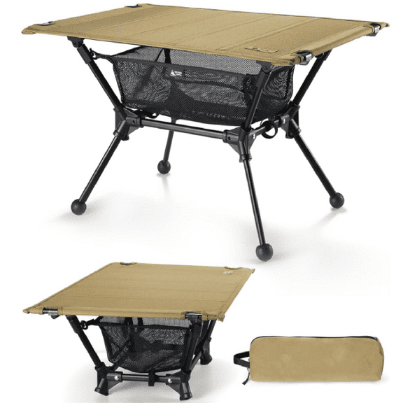 Dipper Camping Table, Lightweight Portable Folding Table with Mesh Storage Net, High/Low Options, Ideal for Camping, Hiking, Tailgating, Beach, Picnic, Travel, Backyard