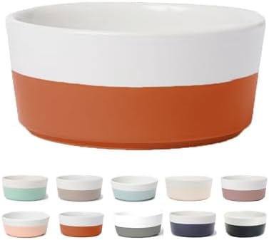 Dipper Ceramic Dog Bowl Heavyweight Durable Dog Food and Water Dish (Large, Teracotta)