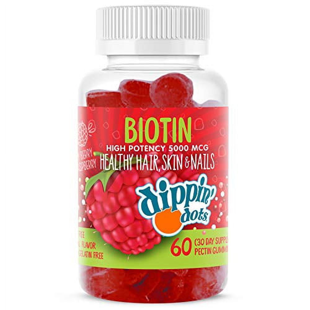 Dippin' Dots Extra Strength Biotin 5000mcg (60 Gummies) Healthy Hair