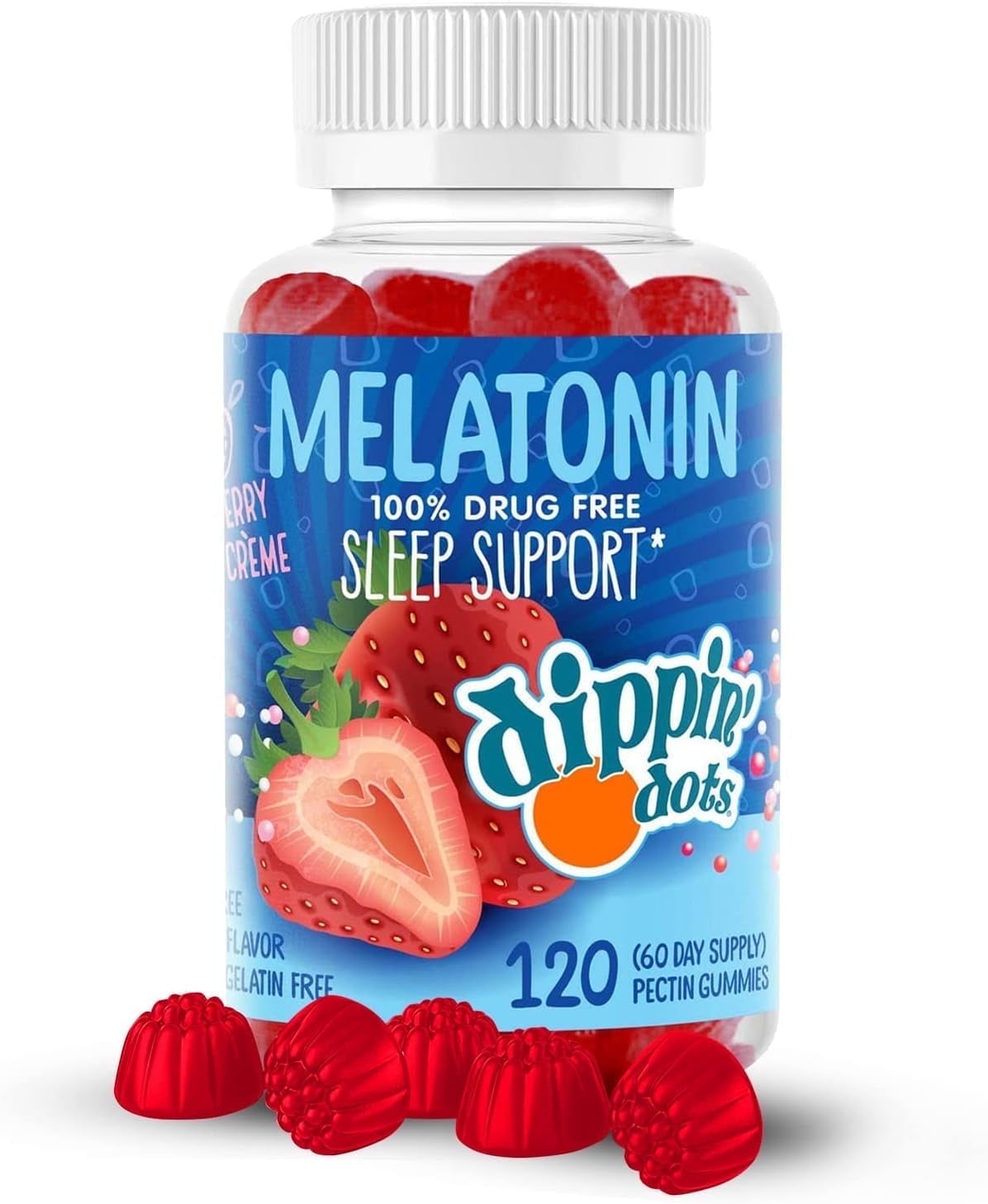 Dippin' Dots Melatonin 2.5mg Sleep Gummies Sleep Support Supplement, 120 Count