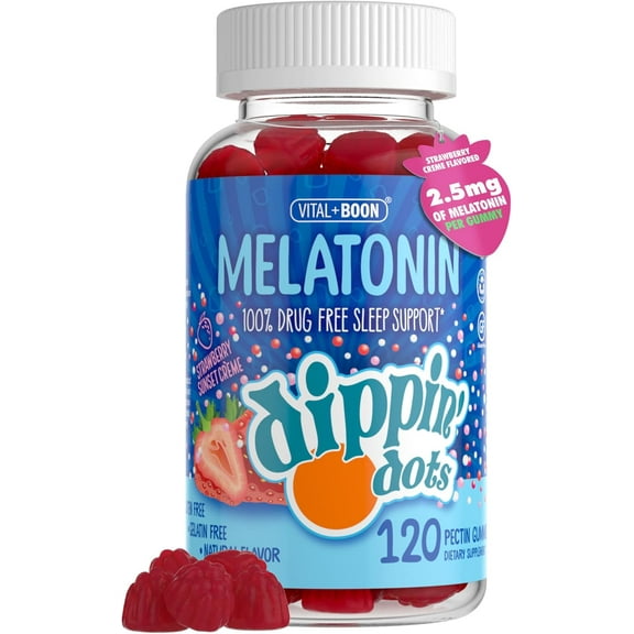 Dippin' Dots Melatonin 2.5mg Sleep Gummies Sleep Support Supplement, 120 Count