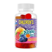 Dippin' Dots - Multivitamin Gummies for Kids (60 Count) | Rainbow Fruit Flavor Complete Multivitamin Chewy Gummies | Premium Blend with Vitamin A, B, C, D3, E, B6, Zinc and More | Vegetarian Non GMO