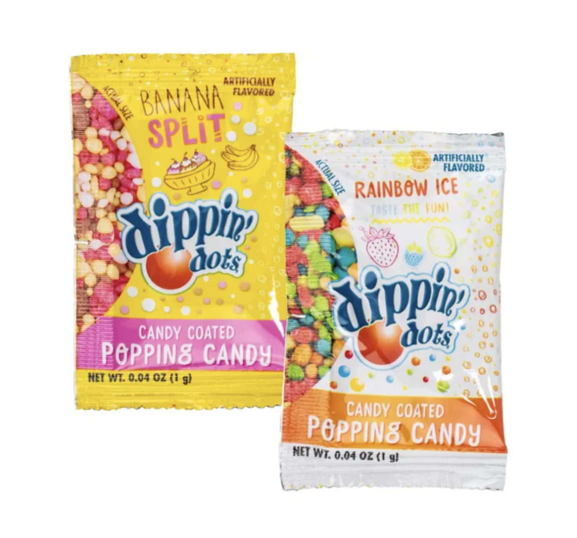 Dippin' Dots Popping Candy Banana Split and Rainbow Ice Flavors Candy ...