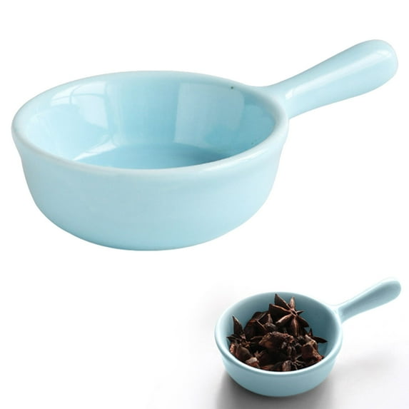 Dipping Bowl With Handle Small Serving Dish For Ketchup Sauce Snacks Black,dipping bowl,glass sauce dish,Sky Blue,1PC