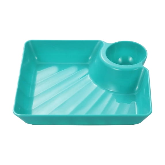 Dipping Plate with Sauce Dish Compartment PP Plastic Divided Dinner Tray for Dumplings Fried Chicken French Fries Fast Food Serving Platter Dishes Style A#277