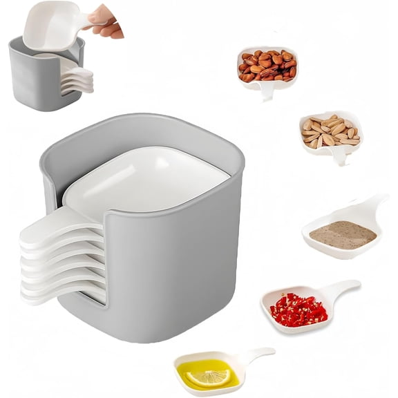 Dipping Sauce Plate and Holder Set, 6Pcs Plastic Dipping Dish with Storage Box,dip bowl set for Restaurant,Home Party,Picnics and Barbecue,Serve seasonings, dipping sauces, snacks, and fruits