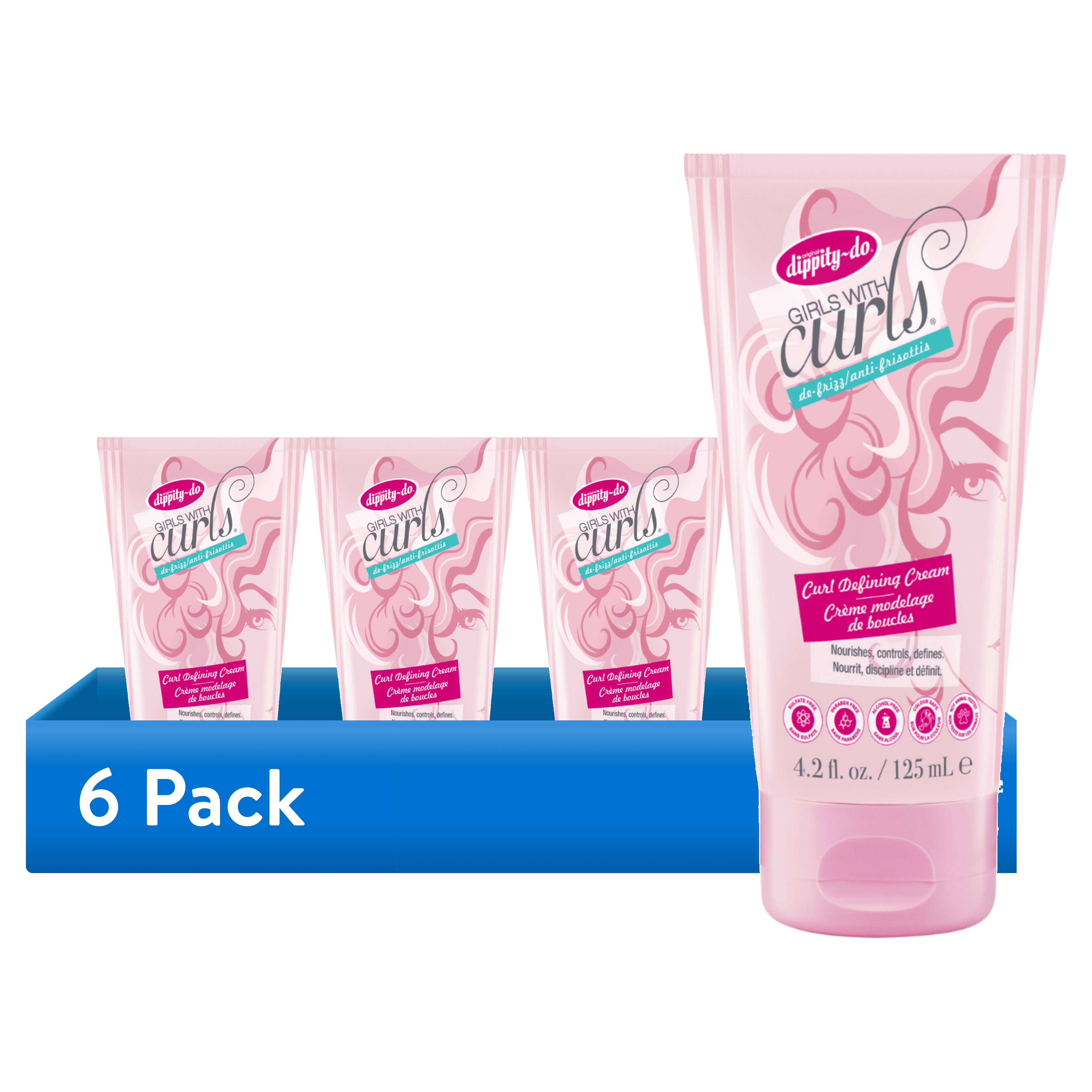 (6 pack) Dippity-do Girls with Curls De-Frizz Curl Defining Gel Cream, 4.2 fl oz