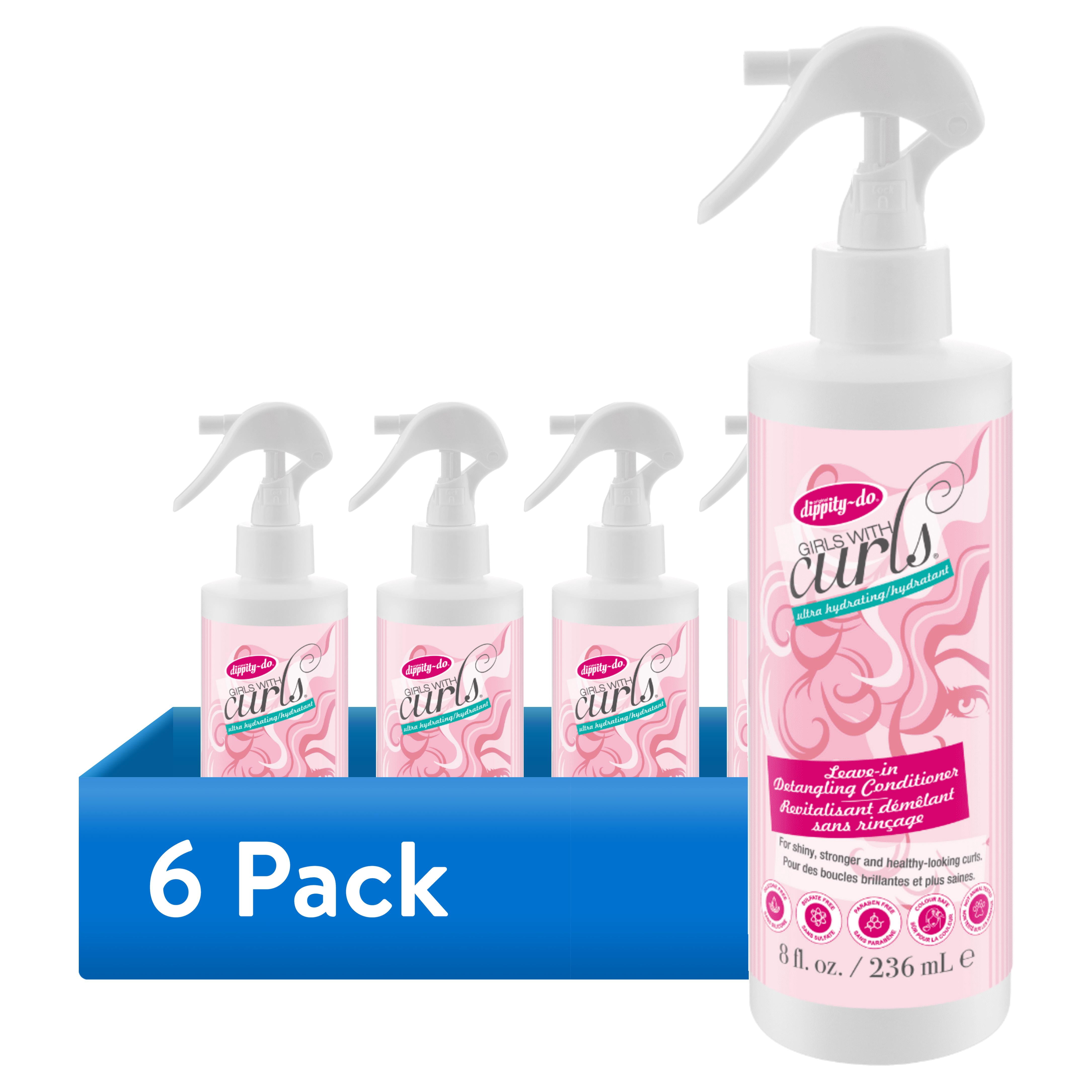 (6 pack) Dippity-do Girls with Curls De-Frizz Leave-In Detangling Conditioner, 236 ml/8.0 fl oz