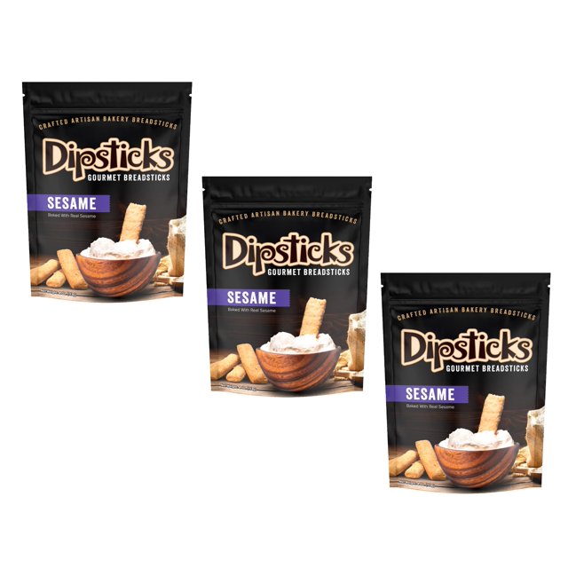 Dipsticks Sesame Flavored Pack of 3 Flavored Crunchy Bread Dipping