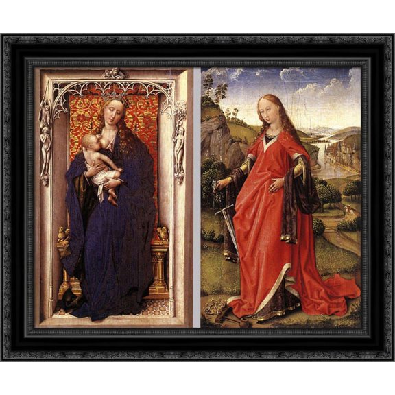 Diptych 24x20 Black Ornate Wood Framed Canvas Art by Weyden, Rogier van der