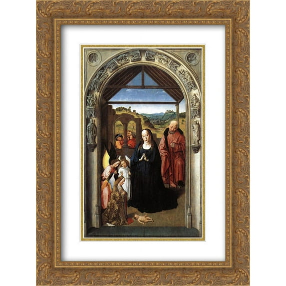 Dirck Bouts 2x Matted 18x24 Gold Ornate Framed Art Print 'Nativity'