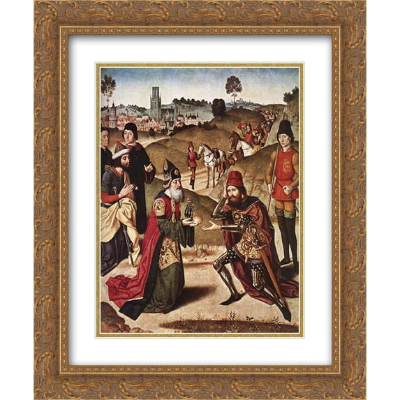 Dirck Bouts 2x Matted 20x24 Gold Ornate Framed Art Print 'The Meeting of Abraham and Melchizedek'