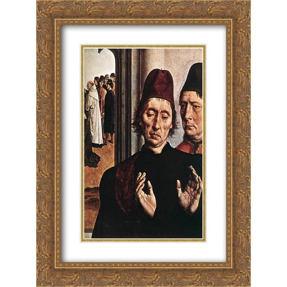 Dirck Bouts 2x Matted 20x24 Gold Ornate Framed Art Print 'The Ordeal by Fire (detail)'