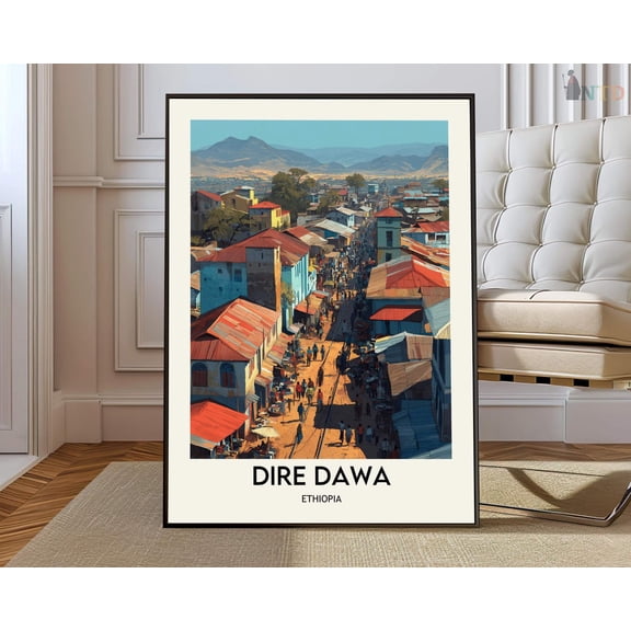 Dire Dawa Ethiopia Cityscape Wall Art Travel Decor Photo Print, Unframed Paper Poster 8x10in