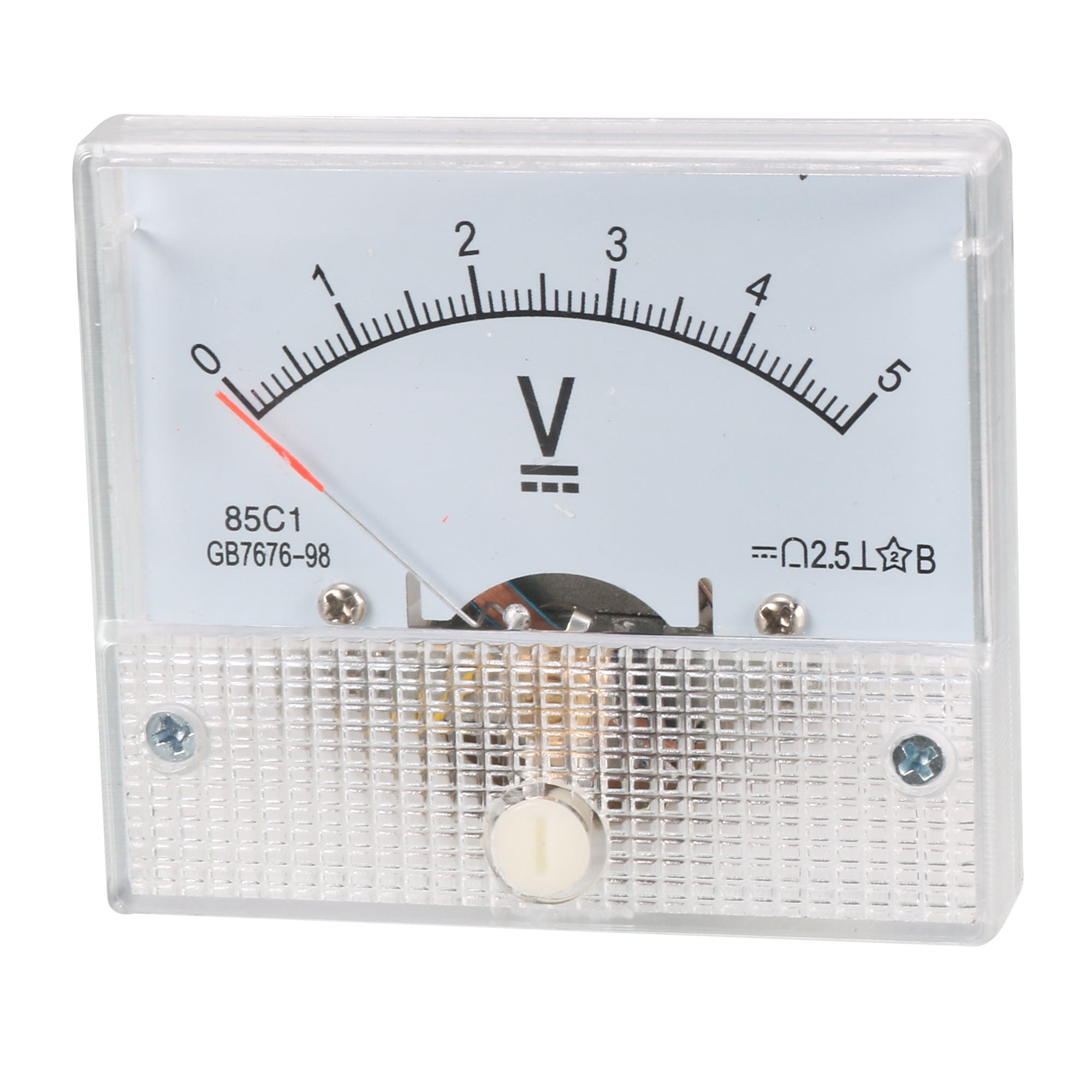 Direct Current 0-5 V White Voltmeter Analog Panel Meter