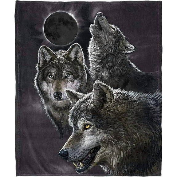 Direct Eclipse Wolf Flannel Blanket for Bed - Eclipse Flannel Throw Blanket for Women, Men and Kids - Super Soft Plush Blanket Throw Plush Gifts