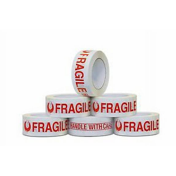 Direct Explorer Brand - Fragile (Handle With Care) Adhesive Warning Tape - 55 Yard (6-Roll Pack)