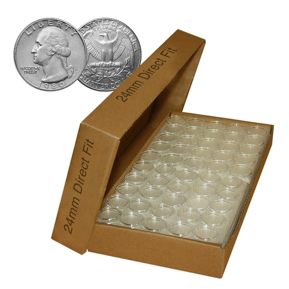 Direct Fit Airtight 24mm Coin Holder Capsules for QUARTERS - CASE QTY: 1000