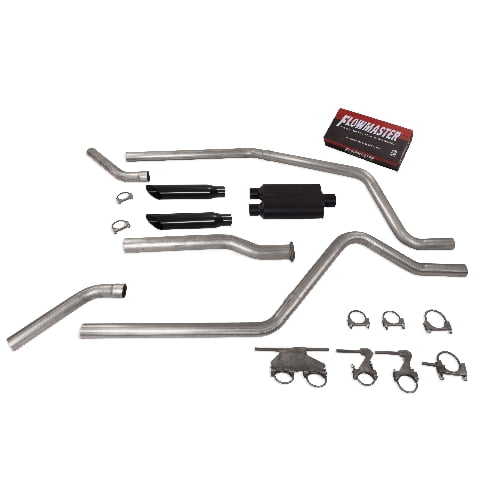 Direct Fit Dodge Ram 1500 Truck 19-25 2.5" Dual Exhaust Kit Flowmaster 50 Series Muffler Black Tips Corner Exit