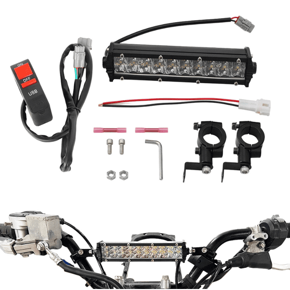 Direct Fit LED Headlight Kit with USB Port & On/Off Switch for Honda TRX250X TRX90X ATV Models (Plug & Play Installation)
