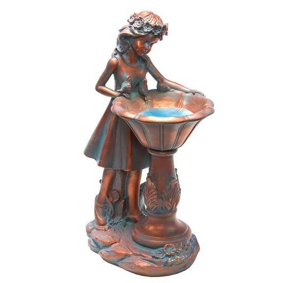 Direct Gardening Outdoor Solar Powered Garden Girl Statue