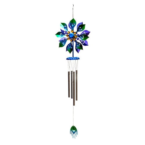 Direct Gardening Peacock Feather Spinning Windchime