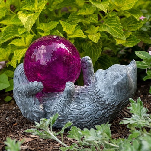Direct Gardening Playing Cat with Gazing Ball Statue