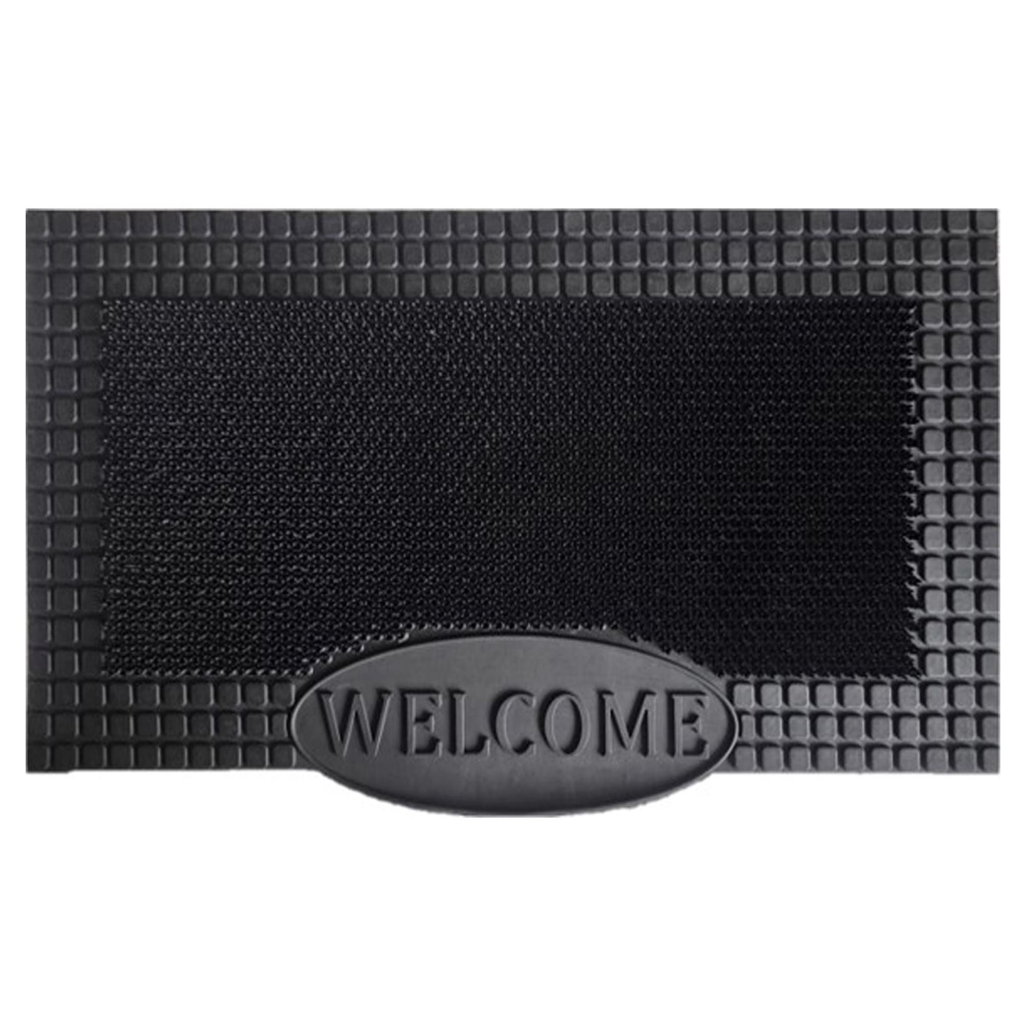 Direct Home Textiles Goup 30 in. W X 18 in. L Black Rubber Door Mat