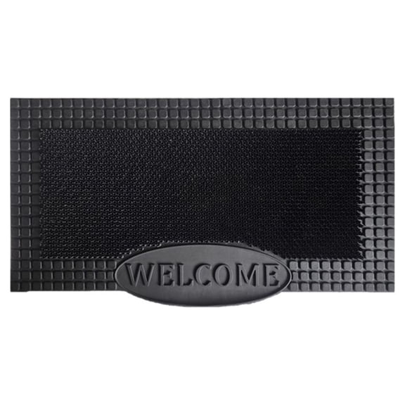 Direct Home Textiles Goup 36 in. W X 20 in. L Black Rubber Door Mat