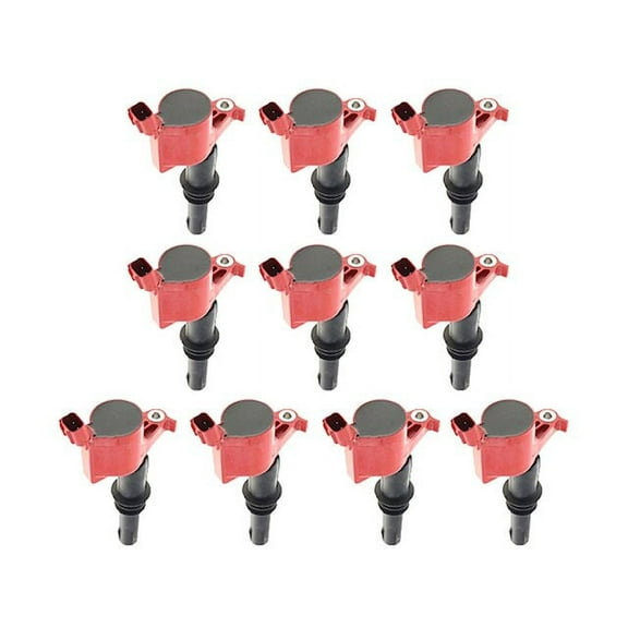 Direct Ignition Coil Kit - Set of 10 - Super Red Upgrade - Compatible with 2004 - 2008 Ford F150 5.4L V8 2005 2006 2007