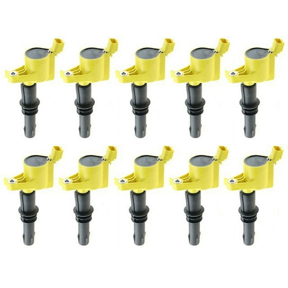 Direct Ignition Coil Set of 10 - Super Yellow Upgrade - Compatible with 2004 - 2008 Ford F150 5.4L V8 2005 2006 2007