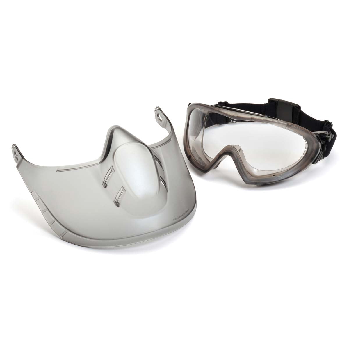 Direct/Indirect-Gray Frame/Clear Anti-Fog Lens woth faceshield attachment