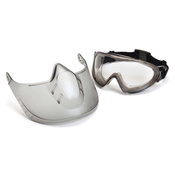 Direct/Indirect-Gray Frame/Clear Anti-Fog Lens woth faceshield attachment