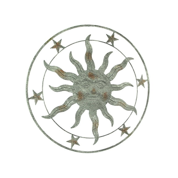 Direct International 21.5 inch Diameter Weathered Gray Finish Sun Face Wall Hanging