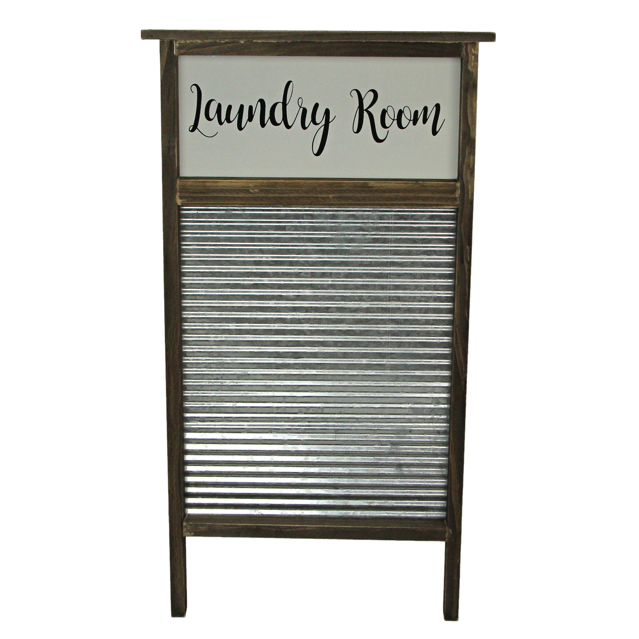 Vintage Wood and Ribbed Metal Laundry Room Wall Decor
