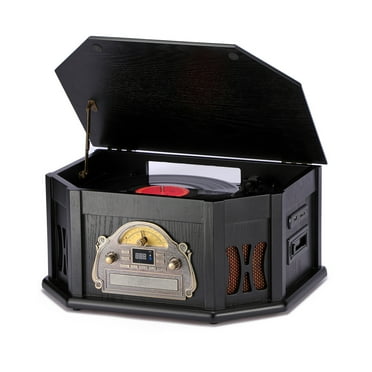 Direct Power 10-in-1 Vinyl Record Player, Wood  Audio Classic Turntable with Bluetooth Built-in Speakers