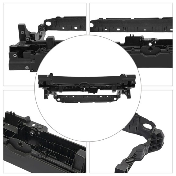 Direct Replacement Front Radiator Support for 2021-2023 Volkswagen Atlas Cross Sport, Injection Molding, Black Plastic Grille