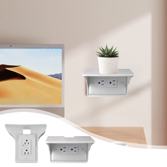Direct S Outlet Wall Shelf Cell Phone Charging Rack, Folding Plastic Wall Mount Bracket Organizer for Phones, Keys, Chargers, White, Space-Saving Storage