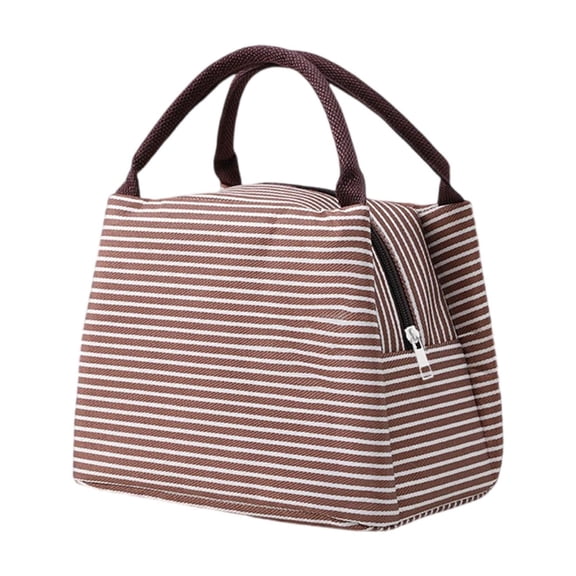 Direct Striped Insulated Bags Fabric Large Picnic Bags With Ice Packs (Coffee, 25*5*20cm)