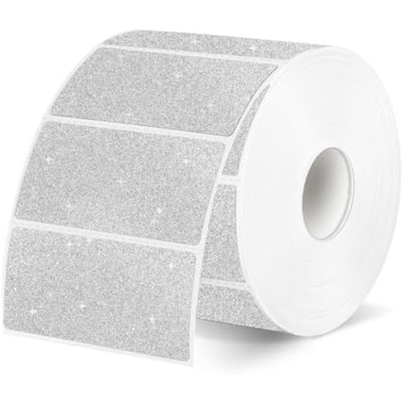 Direct Thermal Label 2x1 Inch- Barcode Labels- Holographic Thermal Sticker Labels for Address, Shipping, Compatible with Rollo Label Printer & MUNBYN& Zebra (300 /Shiny Silver)