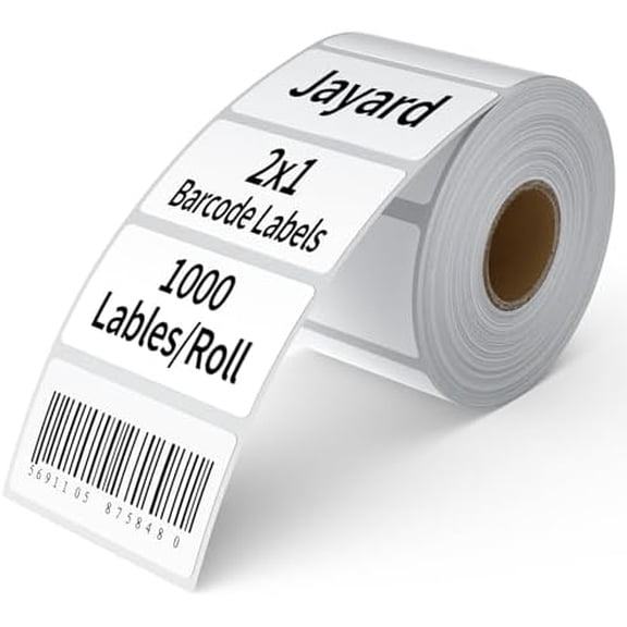 Direct Thermal Label 2x1, Thermal Labels for Barcodes, Return Address, File Folders - Barcode Stickers Compatible with Rollo, Munbyn, Zebra, Godex - 1Roll, 1000 Lable, White