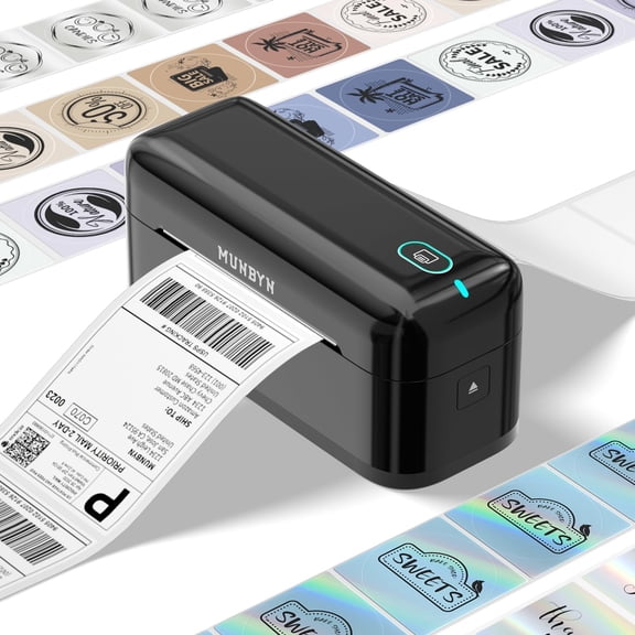 Direct Thermal Label Printer for Small Business  Portable Shipping Label Maker Compatible with Etsy Amazon eBay Shopify, USB & Wireless Bluetooth Barcode Printer for Package Stickers,,Black