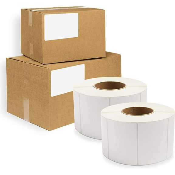 White Direct Thermal Labels, 3 in Core 12 in OD Non-Perforated, 8600 Count, 6 x 4 in