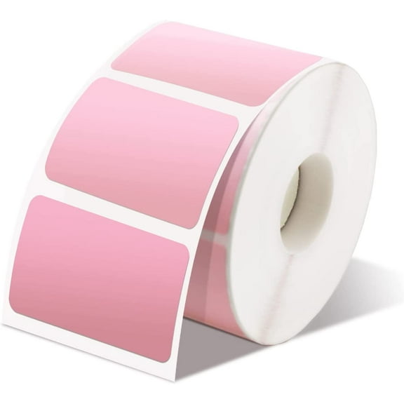 Direct Thermal Labels Stickers, 2.36"x1.57" Pink Self-Adhesive Round Custom Thermal Stickers for Small Business Compatible with MUNBYN, JADNES, Rollo, iDPRT, Zebra Label Printers,1000 Labels