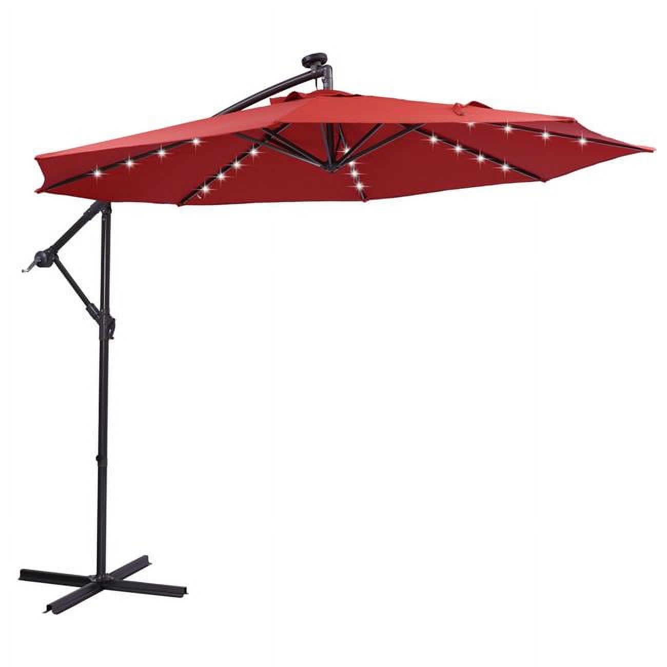 Direct Wicker 10 ft. Solar LED Patio Outdoor Hanging Cantilever Offset Umbrella with 32 LED