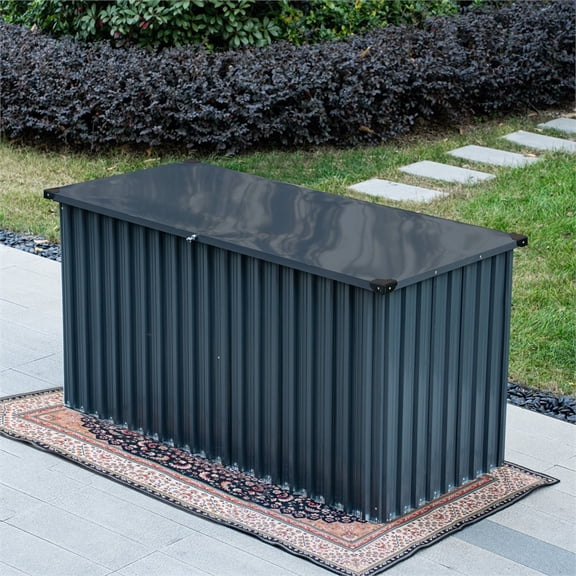 Direct Wicker 312 Gallon Black Metal Outdoor Storage Deck Box - Black