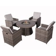 thumbnail image 1 of Direct Wicker 4 Seat Round Gas Fire Pit Dining Table with Rattan Chairs-Grey, 1 of 6