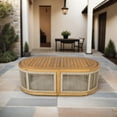thumbnail image 1 of Direct Wicker 47.3" Outdoor Oval Coffee Table with Woven Rope Design-Light Teak, 1 of 5