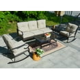 thumbnail image 1 of Direct Wicker 5-Piece Patio Conversation Set Outdoor Sectional Rattan Sofa Rocking Chairs Set, Beige, 1 of 7